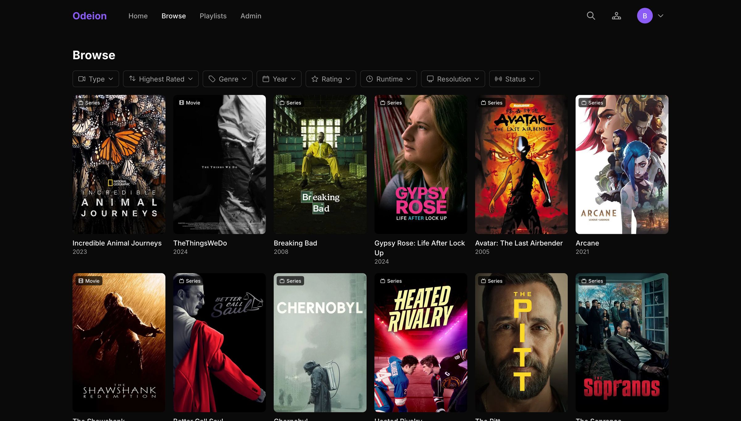 Odeion library browser
